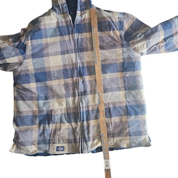 Dickies Vintage Plaid Flannel Quilted Jacket Brown Blue Checkered Zip-Up Sz XL - Picture 12 of 15